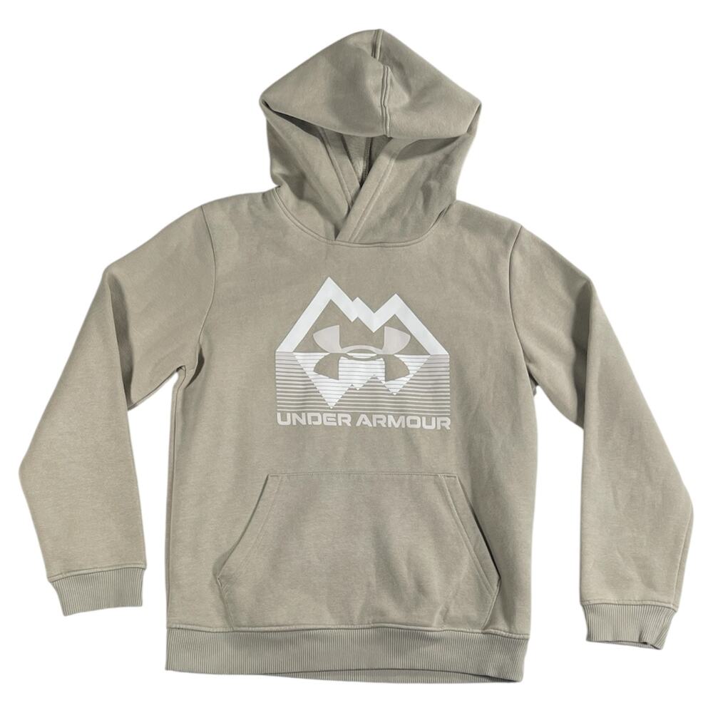 Under Armour Hoodie Pullover Long Sleeve Logo Beige Sz. Youth Medium